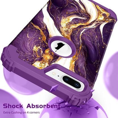 Hocase Heavy Duty Shockproof Protection Hard Plastic+Silicone Rubber Hybrid Protective Case for iPhone 7 Plus/iPhone 8 Plus - Midnight Purple