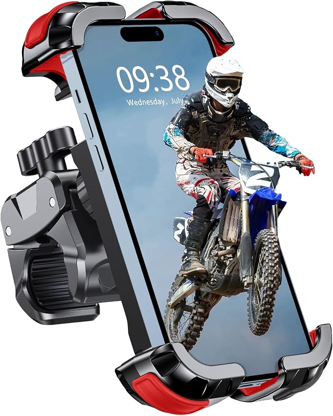 Zewdov Motorcycle Phone Mount [Secure Grip][Anti-Drop], Upgrade Bike Phone Holder [1s Stable Lock], 360° Rotatable Phone Holder for Mountain Bike/ATV/Scooter, Fits for iPhone/Samsung 4.7-6.7"