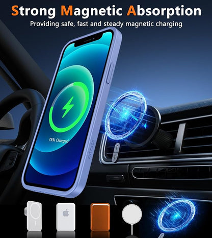 FNTCASE for iPhone 12 Phone Case: for iPhone 12 Pro Magnetic Matte Textured Military Grade Drop Protection Translucent Cell Phone Cover - Slim Durable Shockproof Protective Bumper