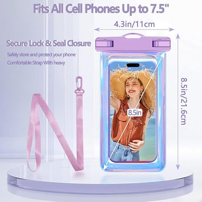 Waterproof Case Compatible with iPhone 14 Pro Max/13/12/11/XR/X/SE/8/7, Galaxy S22/S21 Google up to 7.5" IPX8 Dry Bag Vacation Essentials (Multicolor 2)