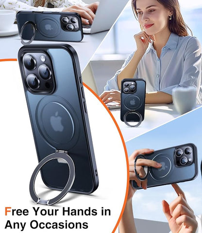 Chicfun 3-in-1 [Magnetic+Kickstand+Ring Holder] for iPhone 16 Pro Max Case Stand Ring Holder Compatible with MagSafe, Military Shockproof iPhone 16 Pro Max Phone Case Kickstand Cover Black