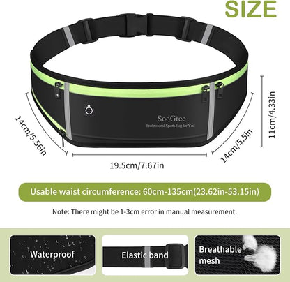 SooGree Men Women Running Belt Fanny Pack,Reflective Workout Sport Waist Pack Bag,Running Phone Holder Belt with Water Bottle Holder, Ideal for Running,Walking,Cycling,Gym Workouts (GSP1189-Black)