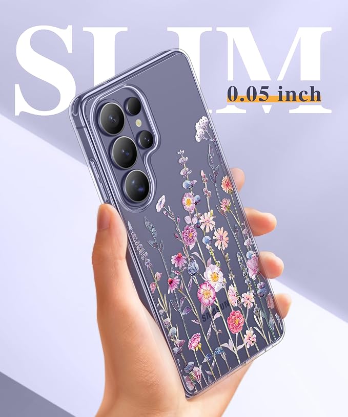 GVIEWIN for Samsung Galaxy S26 Ultra Case, Clear Floral Slim Shockproof Protective Women Phone Case, Non-Yellowing, with Screen Protector &Camera Lens Protector for S26 Ultra 6.9", Floratopia/Colorful