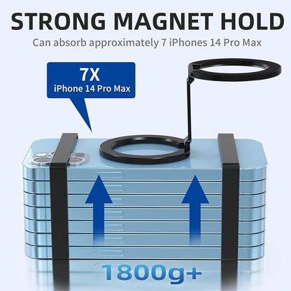 Magnetic Phone Ring Holder for MagSafe 360°Rotation Finger Grip Stand Adjustable Cellphone Kickstand Mag Safe Accessories for iPhone 16/15/14/13/12 Series Black