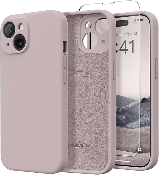 Magnetic for iPhone 13 Case, Compatible with MagSafe, [Full Camera Protection][Screen Protector] Silicone Shockproof Protective Phone Case for iPhone 13 6.1", Hazel