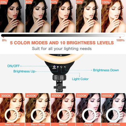 Aureday 12” LED Ring Light with Stand and Phone Holder, Video Light 3000K-6000K Dimmable Selfie Ringlight for YouTube Video/Live Stream/Makeup
