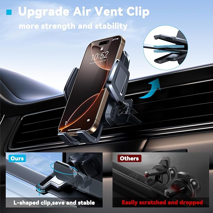 TECKNET Cup Phone Holder for Car - Adjustable Gooseneck Cup Holder Phone Holders with Air Vent Holders & Expandable Base, Cupholder Phones Mount for iPhone 17/16 Pro Max and All Cell Phones, Car Model