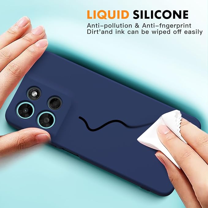 for Motorola Moto G 2026/G Play 2026 Case, 2 Pack Tempered Glass Screen Protectors, Soft TPU Liquid Silicone Shockproof Gel Cover-Midnight Blue