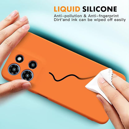 for Motorola Moto G 2025 Case, 2 Pack Tempered Glass Screen Protectors, Soft TPU Liquid Silicone Shockproof Gel Case-Orange
