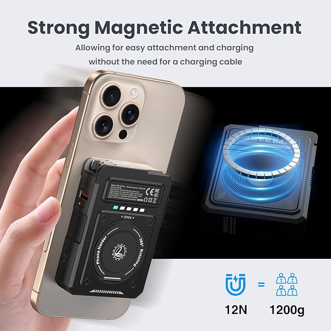 for Magsafe Battery Pack 10000mAh,5-in-1 Magnetic Portable Charger with Wall Plug, Wireless Power Bank for Apple Watch,22.5W Fast Charging PowerBank for iPhone 17 Pro Max/16/15/14/13/12 Mini