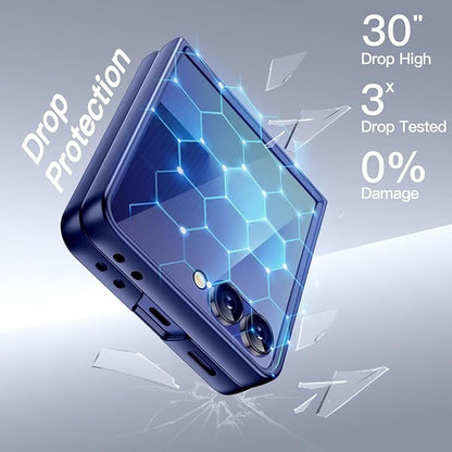 JETech Case for Samsung Galaxy Z Flip 7, Blue Shadow | Built-in Front Screen Protector, Slim Hard PC Design, Shockproof Protection, Anti-Scratch Finish