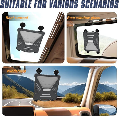 ACOVE Suction Car Cup Mount for Starlink-Mini,2-in-1 Satellite Dish Mounts Protective Silicone Case & Strong Suction Cup Stable Satellite Signal with Hook & Handle for Car Window/RVs/Road Trips,Gery