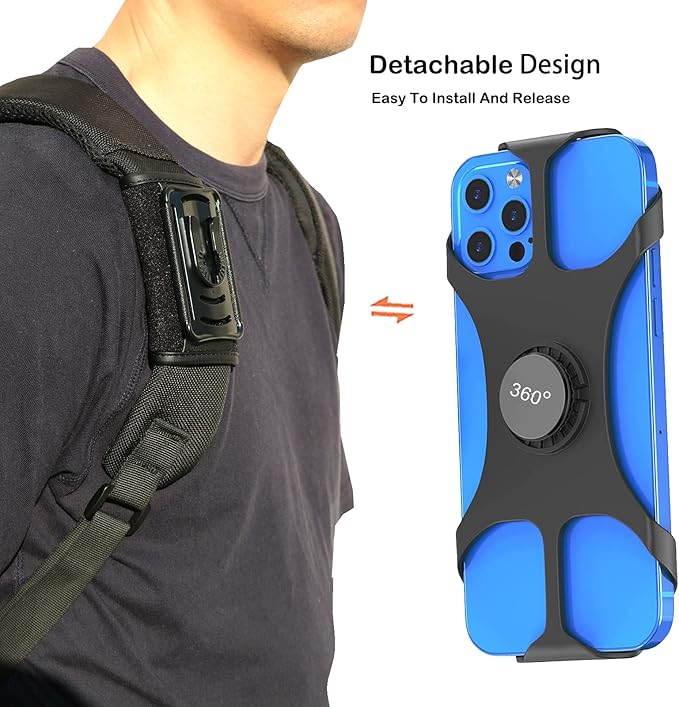 FORZEN Phone Clamp Mount,Backpack Cellphone Holder,Backpack Strap Clip with Detachable for Hiking/Climbing/Outdoor