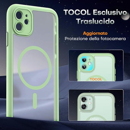 TOCOL Magnetic for iPhone 11 Case, Upgraded Full Camera Protection, Compatible with Magsafe, Military Grade Protection, Bumper for iPhone 11 6.1 Inch, (Light Green)