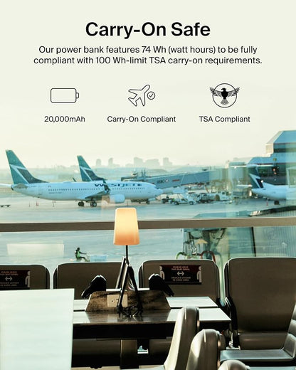 Belkin Power Bank with Integrated Cable, Fast Charging USB-C, 20000 mAh 30W, Portable Charger Power Bank USB C for iPhone 17, Air, Pro, Pro Max, iPad, AirPods, Apple Watch, Galaxy S25, & More - Black