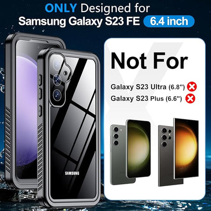 MOZOTER for Samsung Galaxy S23 FE Case Waterproof,[IPX8 Underwater Case][Full Body Shockproof & Military Dropproof] Clear Sound Quality Built-in Screen Protector for Samsung S23 FE 6.4 inch-Black