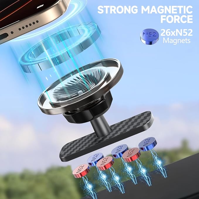 Magnetic Golf Cart Phone Holder - Valentines Day Gifts for Him Husband Boyfriend, N52 Super Strong Magnet Golf Cart Accessories for EZGO Club Car Yamaha, Fits MagSafe iPhone 17 16 (Iron Gray)