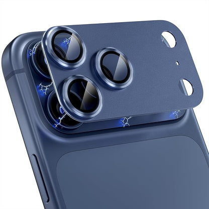Choiche Compatible for iPhone 17 Pro Max Camera Lens Protector, Strong Adsorption Camera Cover with 9H Tempered Glass Lens Screen Protector Metal Ring Decoration Accessories 6.9-inch (Blue)