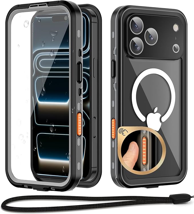 Beasyjoy for iPhone 17 Pro Case Waterproof, Built-in Screen Protector & Full Body Protection, Heavy Duty Rugged Military Shockproof Dustproof Case for Outdoor, Compatible with MagSafe, 6.3 inch Black