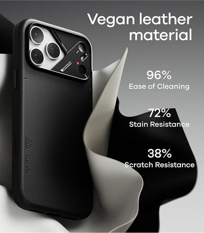 Aulumu A17 Vegan Leather CoolHyper iPhone 17 Pro Max Case | Camera Control | with Cooling Fins | Luxury Comfort | Compatible with MagSafe | Complete Wrap-Around - White