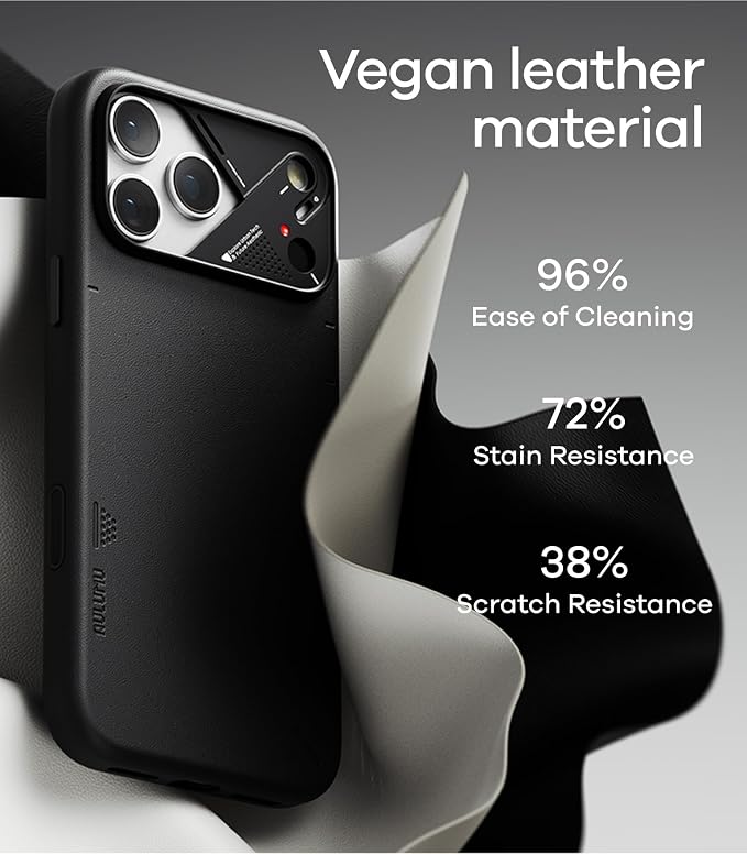 Aulumu A17 Vegan Leather CoolHyper iPhone 17 Pro Case | Camera Control | with Cooling Fins | Luxury Comfort | Compatible with MagSafe | Complete Wrap-Around - White