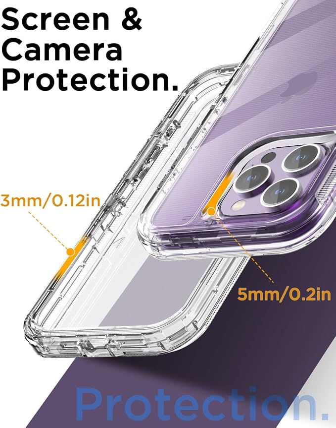 AICase Clear Case Compatible with iphone 15 Pro,Heavy Duty Durable 3-Layer [Not Yellowing][Military Grade Drop Protection]Shockproof/DropProof Protective Cover Compatible with iphone 15 Pro 6.1" 2023
