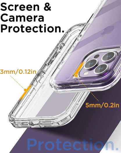 AICase Clear Case Compatible with iphone 15 Pro,Heavy Duty Durable 3-Layer [Not Yellowing][Military Grade Drop Protection]Shockproof/DropProof Protective Cover Compatible with iphone 15 Pro 6.1" 2023
