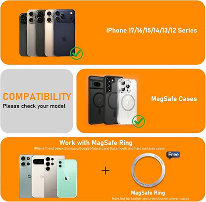 Magnetic Tripod for iPhone, Aluminium Phone Tripod Stand Compatible with Magsafe iPhone 17/16/15/14/13/12 Series, Foldable Strong Magnetic Phone Stand & Travel Essentials Accessories