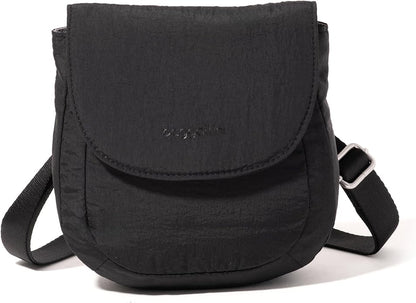 Baggallini Swift Flap Mini Crossbody - 6.3"x7" Lightweight Small Travel Purse with Crossbody Strap and RFID