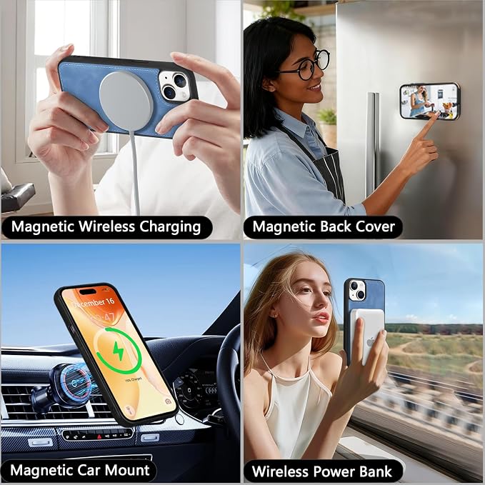 Wallet Case for iPhone 15 with Card Holder/Crossbody Wallet/Strap| RFID Blocking | Magnetic | Kickstand | Detachable | PU Leather Phone Case for iPhone 15,6.1 in,Sky Blue