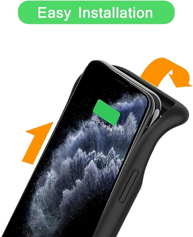 Battery Charging Case for iPhone 12 Pro Max, 12000mAh High Capacity Portable Rechargeable Battery Case Qi Wireless Charging with iPhone 12 Pro Max (6.7 inch) Extended Battery Charger Cover(Black)