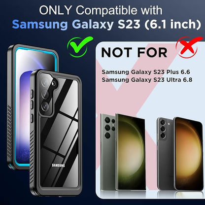 Temdan for Samsung Galaxy S23 Case,Waterproof Built-in Lens & Screen Protector[Full Body Shockproof][12 FT Military Drop Proof][Dustproof][IP68 Underwater] Case for Galaxy S23 5G Blue