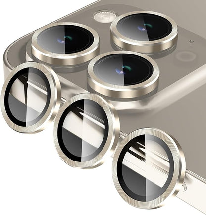 Jeluse Camera Lens Protector for iPhone 17 Pro Max/17 Pro/16 Pro Max/16 Pro/15 Pro Max/15 Pro/14 Pro Max/14 Pro, 9H Tempered Glass Screen Protector Cover Alignment Kit Metal Individual Ring