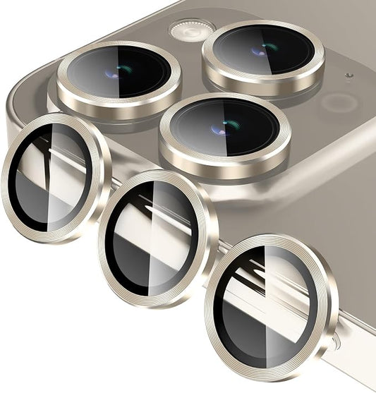 Jeluse Camera Lens Protector for iPhone 17 Pro Max/17 Pro/16 Pro Max/16 Pro/15 Pro Max/15 Pro/14 Pro Max/14 Pro, 9H Tempered Glass Screen Protector Cover Alignment Kit Metal Individual Ring