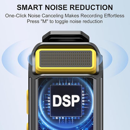 Mini Lavalier Microphone for iPhone/Android/PC, Lav Mic with 45H Battery, Noise Cancellation, 48KHz 16-Bit, Wireless Mic for Video Recording, Tiktok, YouTube, Vlog (Black+Yellow)