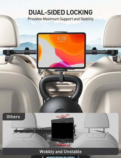 Tryone Car Headrest Tablet Holder for iPad: [Front & Rear Flip Mount] Adjustable Back Seat Tablet TV Portable Screen Holder, Car Road Trip Essentials for Kids Compatible with 4.7-16.1" Devices