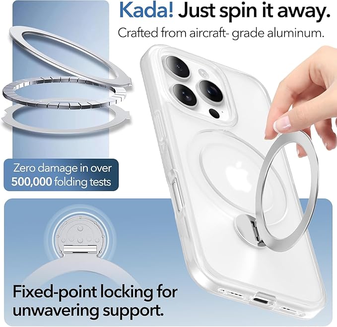Anqrp 360° All-in-ONE Stand Case for iPhone 16 Pro with Rotatable Magnetic Kickstand Ring Holder, Compatible with MagSafe, MIL-Grade Shockproof iPhone 16 Pro Phone Case Cover 6.3" Mist Matte Clear