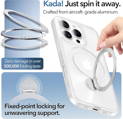 Anqrp 360° All-in-ONE Stand Case for iPhone 16 Pro with Rotatable Magnetic Kickstand Ring Holder, Compatible with MagSafe, MIL-Grade Shockproof iPhone 16 Pro Phone Case Cover 6.3" Mist Matte Clear