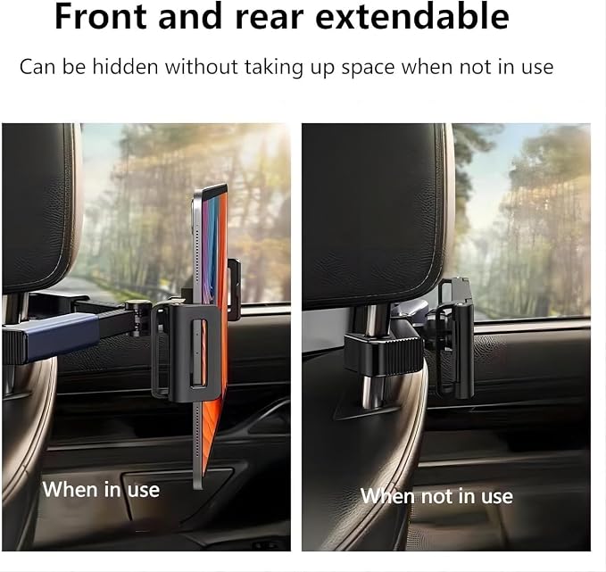 Car Phone and Tablet Holder - 2 Pack Universal Lazy Arm Stand for Back Seat, Rotating Headrest Mount - A-Style, Black for Premium in-Car Entertainment