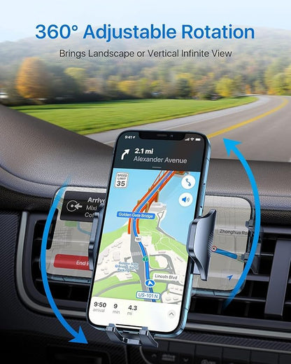 andobil 2026 Upgraded Car Phone Holder Mount for Vent, Military Sturdy Metal Clip Air Vent Phone Holder for Your Car Easy Used Cell Phone Car Mount for iPhone 17 16 15 14 13 12 Pro Max Samsung Grey