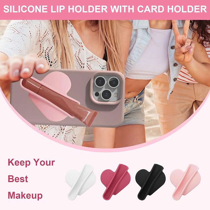 Heart Shape Suction Cup Phone Case Lip Gloss Holder,Lip Gloss Holder Can be Repeatedly Disassembled and Assembled for Most Phone Models(Black)