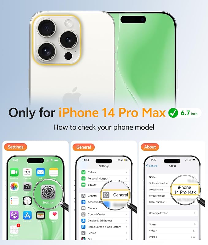 FNTCASE for iPhone 14 Pro Max Case: [Compatible with Magsafe] Translucent Matte Cases with [Full Camera Protection] [Screen Protector] Military Grade Shockproof Protective Phone Cover - Green