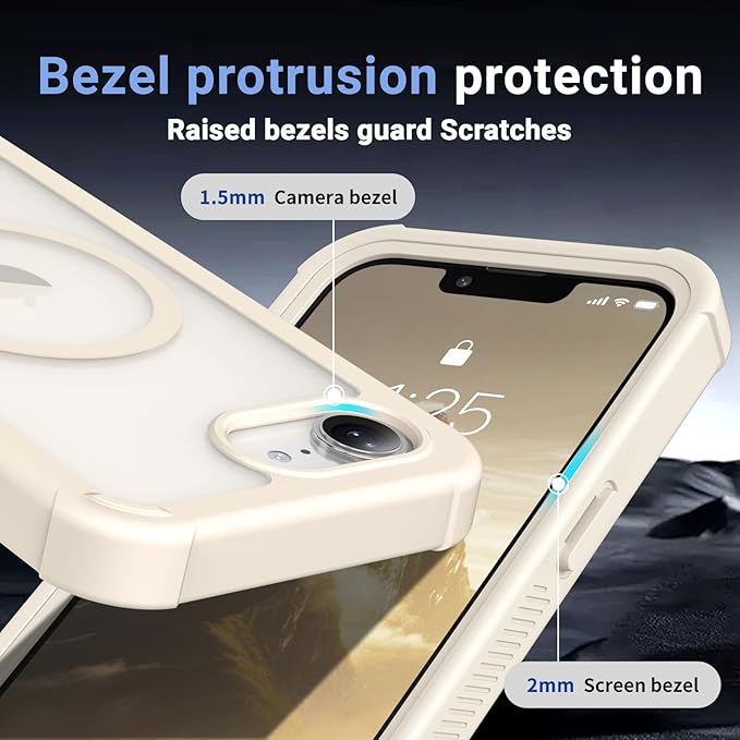 jaroco Magnetic for iPhone 17e Case& iPhone 16e Case,[Compatible with MagSafe][Military Grade Drop Protection][Heavy Duty Protection][Non-Slip][Shockproof]2-Layer Bumper Phone Case 6.1''-Antique White