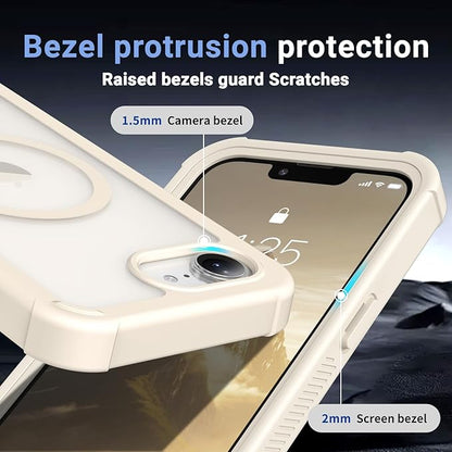 jaroco Magnetic for iPhone 17e Case& iPhone 16e Case,[Compatible with MagSafe][Military Grade Drop Protection][Heavy Duty Protection][Non-Slip][Shockproof]2-Layer Bumper Phone Case 6.1''-Antique White