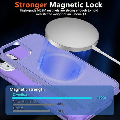 Diverbox for iPhone 13 Phone Case,iPhone 13 Magnetic Case [with Screen Protector & Camera Lens Protector ] Heavy Duty Phone Case for iPhone 13 (Magnetic Purple)