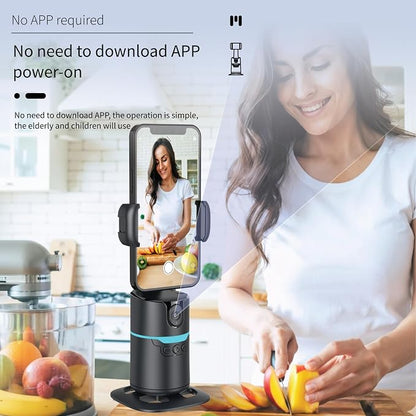 Auto Face Tracking Tripod 360° Rotating Phone Holder for iPhone, Smart AI Motion Tracking Tripod with Remote & Gesture Control, No App, Rechargeable Stand for Video Recording, TikTok, Content Creator