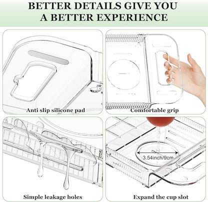 Expandable Drain Bath Caddy Tray for Tub, YOCOMEY Multifunctional Acrylic Bathtub Tray Bathroom Organizer, Simple Bathtub Table Trays Storage Rack for Candle Towel Book Wine Phone Shower(Clear)