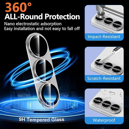 for Samsung Galaxy S26 Camera Lens Protector, Electroplated Matte Back with 9H Tempered Glass Lens Protector, [Strong Adsorption] [Case-Friendly] Metal Ring HD Clear Lens Cover, Gray