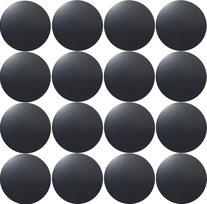 SALEX Replacement Metal Plates Set for Magnetic Car Phone Holders, Wall & Air Vent Mounts, Cases, Magnets. Kit of 16 Black Round Iron Discs Without Holes. 3M Adhesive Backing. Steel Sheets 16 Pack.