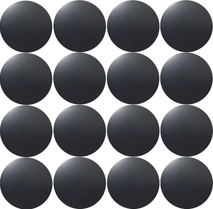 SALEX Replacement Metal Plates Set for Magnetic Car Phone Holders, Wall & Air Vent Mounts, Cases, Magnets. Kit of 16 Black Round Iron Discs Without Holes. 3M Adhesive Backing. Steel Sheets 16 Pack.